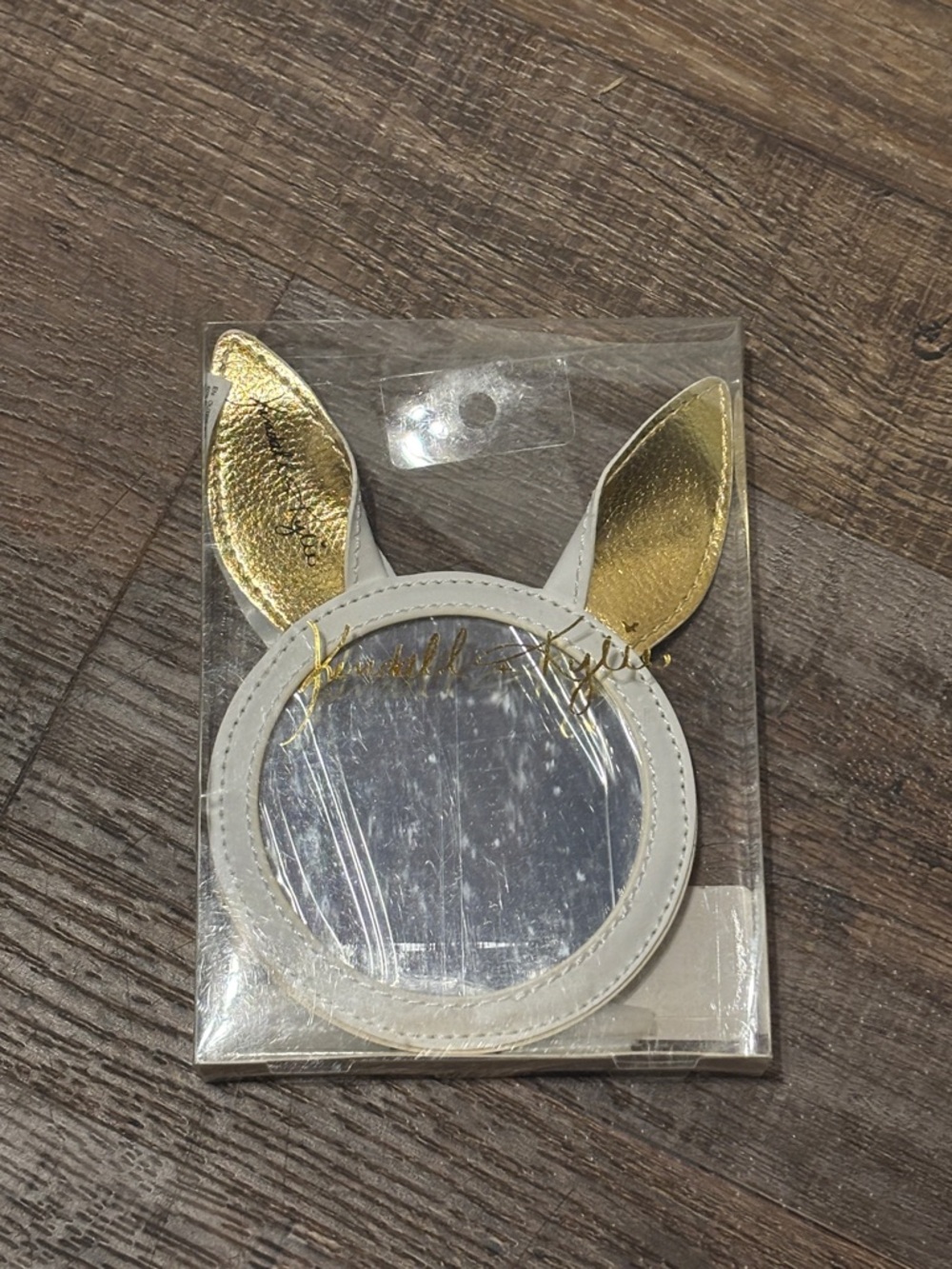 Kendall & Kylie Kids Bunny Ear Pocket Mirror in White and Gold